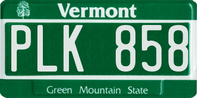 VT license plate PLK858
