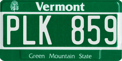 VT license plate PLK859