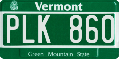 VT license plate PLK860