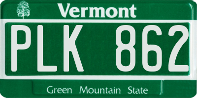 VT license plate PLK862