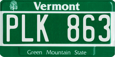VT license plate PLK863