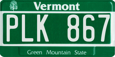 VT license plate PLK867