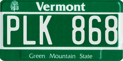 VT license plate PLK868