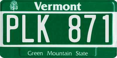 VT license plate PLK871