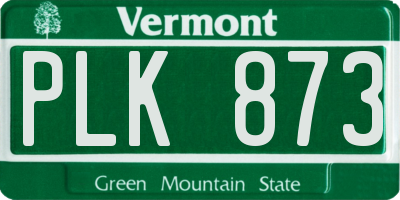 VT license plate PLK873
