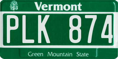 VT license plate PLK874