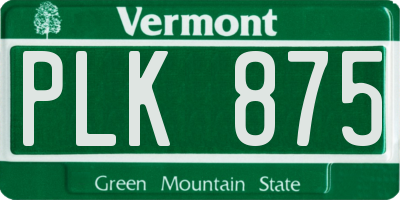 VT license plate PLK875