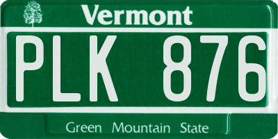 VT license plate PLK876