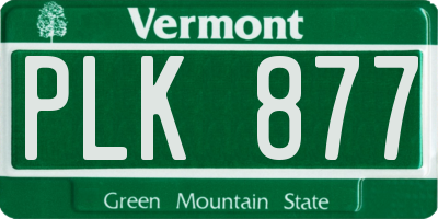 VT license plate PLK877