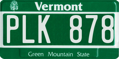 VT license plate PLK878