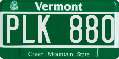 VT license plate PLK880