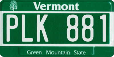 VT license plate PLK881