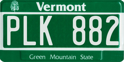 VT license plate PLK882