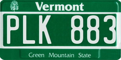 VT license plate PLK883