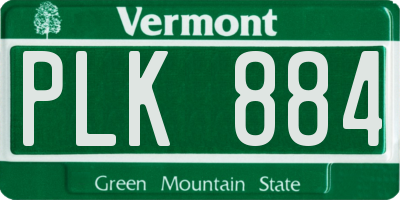 VT license plate PLK884