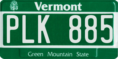 VT license plate PLK885