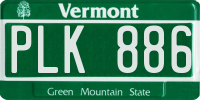 VT license plate PLK886