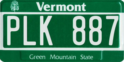 VT license plate PLK887