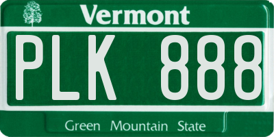 VT license plate PLK888