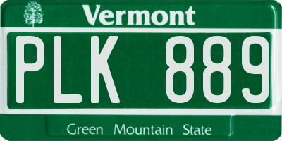 VT license plate PLK889
