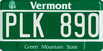 VT license plate PLK890