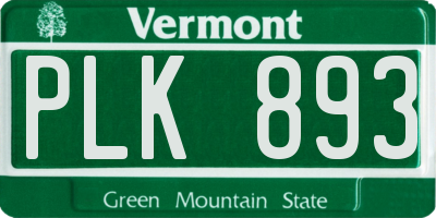 VT license plate PLK893
