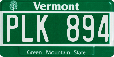 VT license plate PLK894