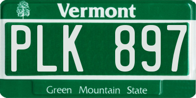 VT license plate PLK897