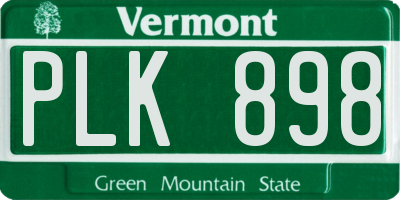 VT license plate PLK898