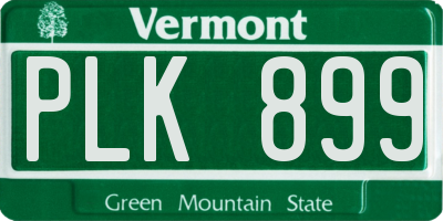 VT license plate PLK899