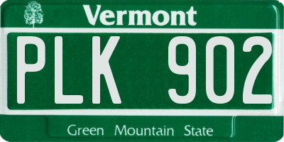 VT license plate PLK902