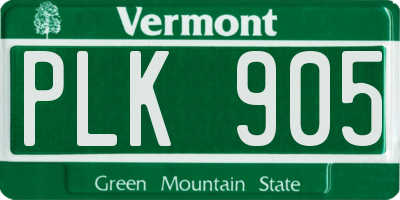 VT license plate PLK905