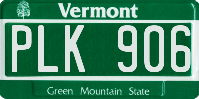 VT license plate PLK906