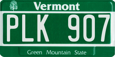 VT license plate PLK907