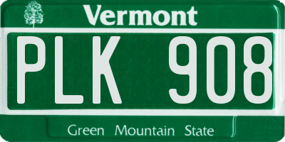VT license plate PLK908