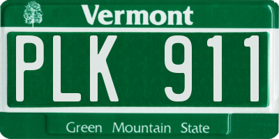 VT license plate PLK911