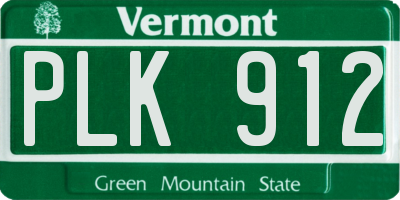 VT license plate PLK912