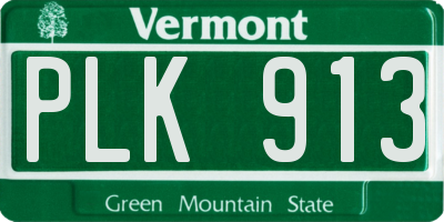 VT license plate PLK913