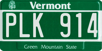 VT license plate PLK914