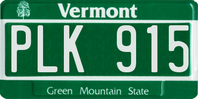 VT license plate PLK915