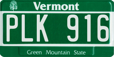 VT license plate PLK916