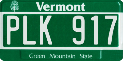 VT license plate PLK917