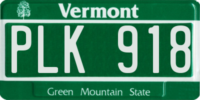 VT license plate PLK918