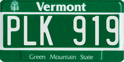 VT license plate PLK919