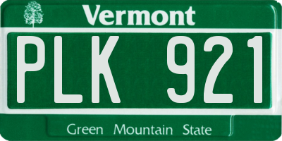 VT license plate PLK921