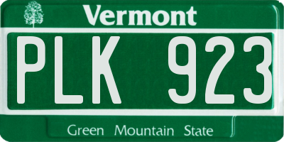 VT license plate PLK923