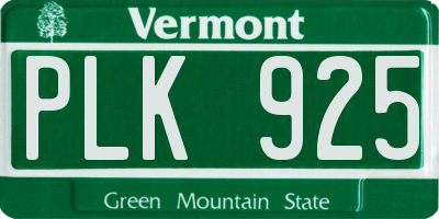 VT license plate PLK925