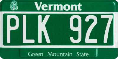VT license plate PLK927