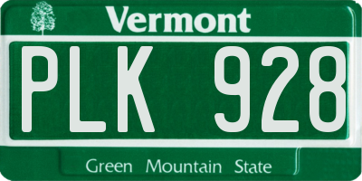 VT license plate PLK928