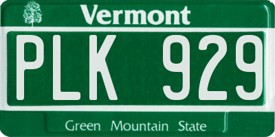 VT license plate PLK929